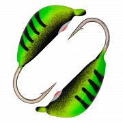 Банан d 2,5 мм, вес 0,5 гр, цвет зеленый с полосками+черный с точкой /10 шт/